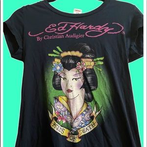Ed Hardy Geisha Kiss of Death T-Shirt